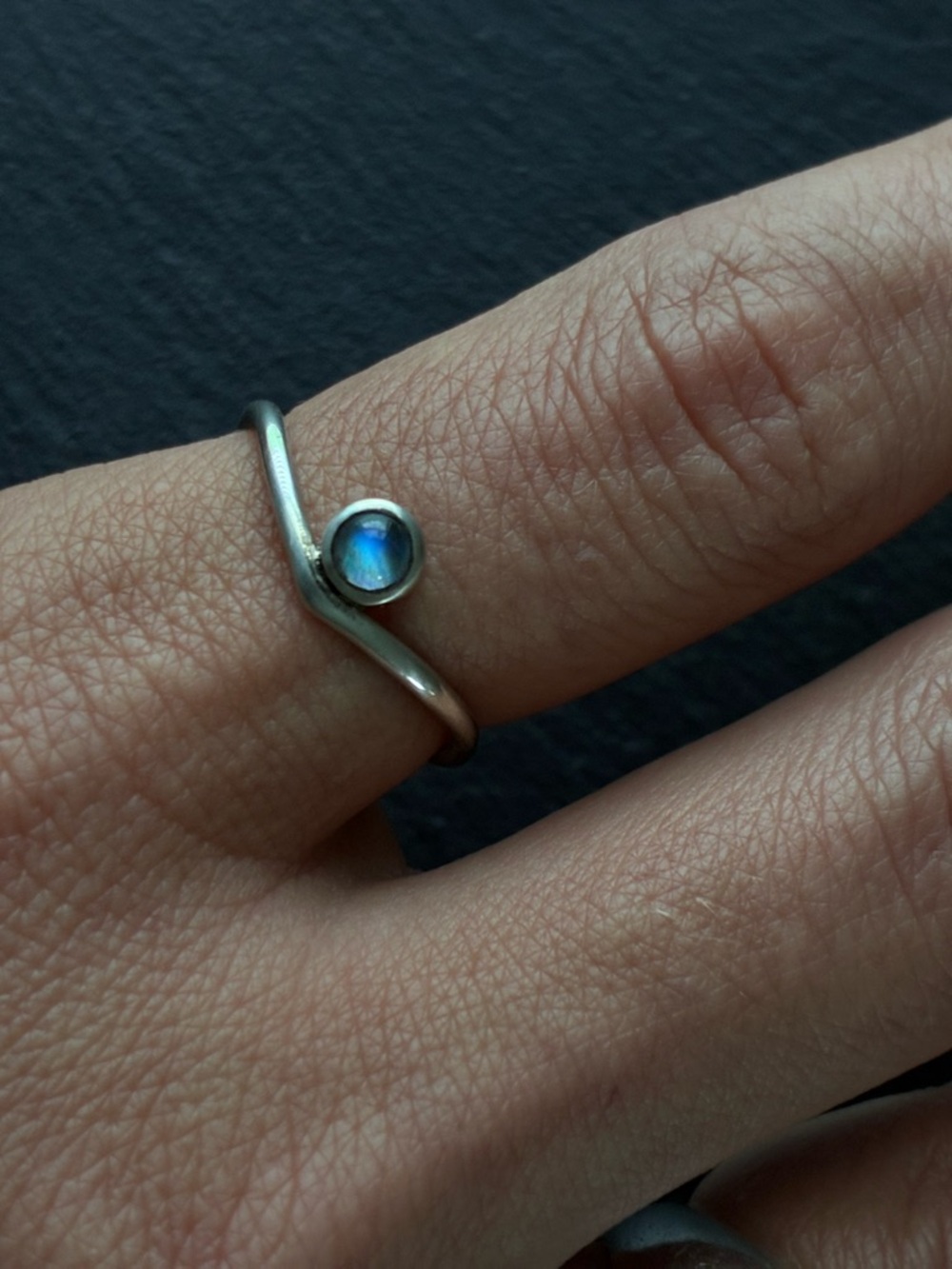 Sterling Silver  Ring with Blue Moonstone Accent - Women Jewelry